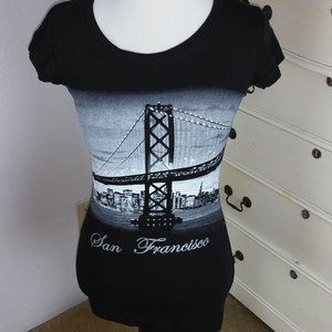 Cute Glitter Capped sleeve black T shirt